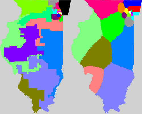 Illinois current and proposed districting