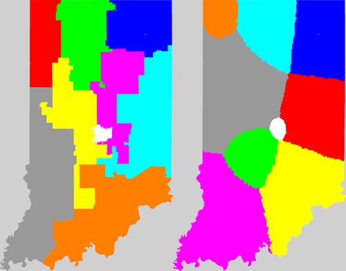 Indiana current and proposed districting