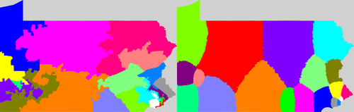 Pennsylvania congressional district map, current and my way