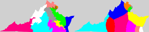 Virginia congressional district map, current and my way