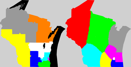 Wisconsin current and proposed districting