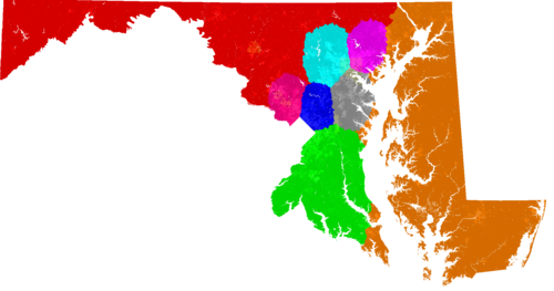 Maryland Congress congressional district map, current