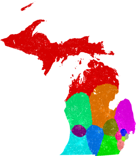 Michigan Congress congressional district map, current
