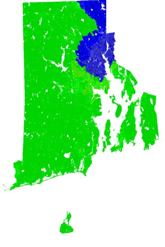 Rhode Island Congress congressional district map, current