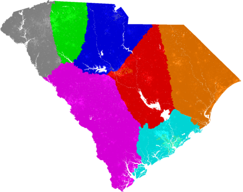 South Carolina Congress congressional district map, current