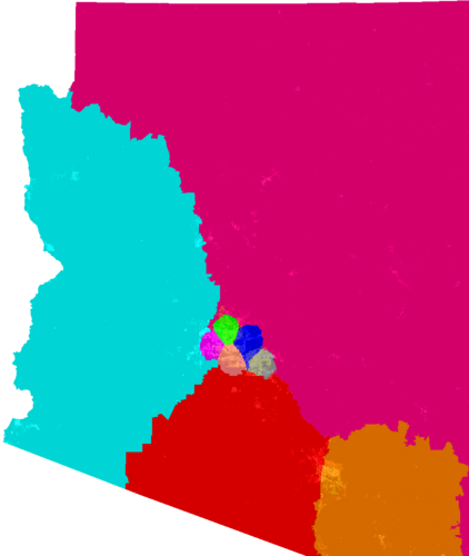 Arizona Congress congressional district map, current
