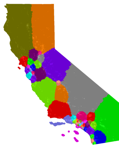 California Congress congressional district map, current