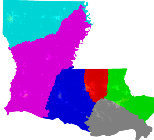 Louisiana Congress congressional district map, current
